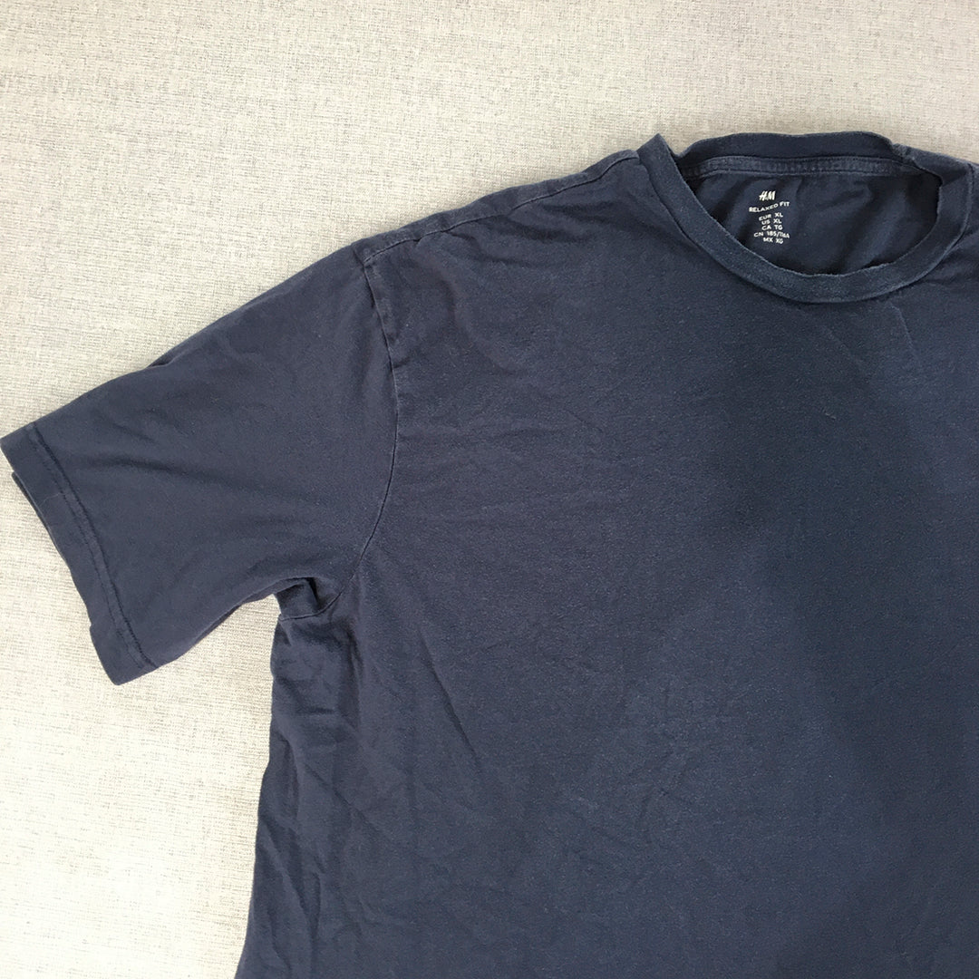 H&M Mens T-Shirt Size XL Navy Blue Short Sleeve Crew Neck Tee