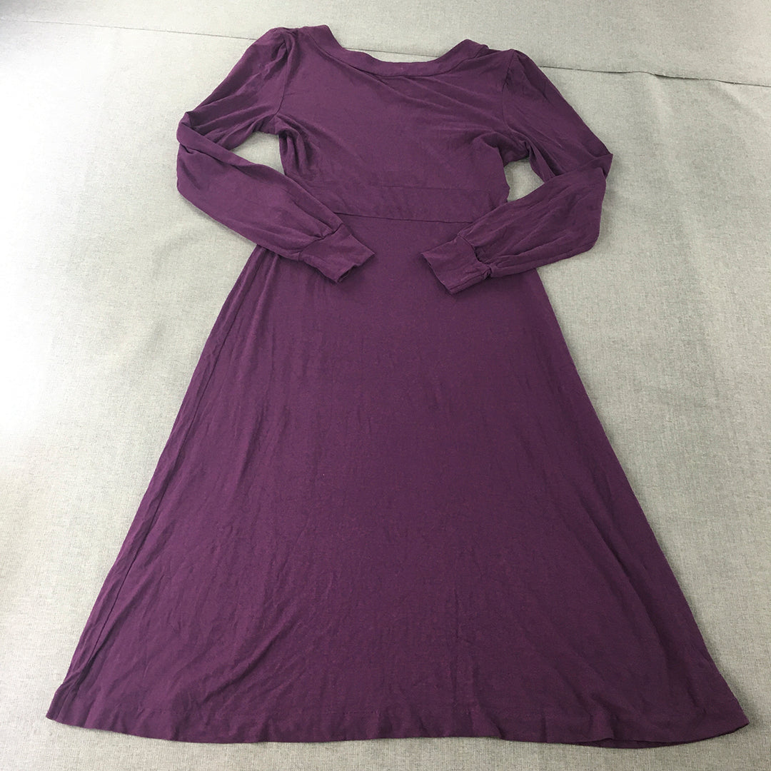 Morrissey Womens Dress Size 0 Purple A-Line Stretch Fabric Long Sleeve Midi