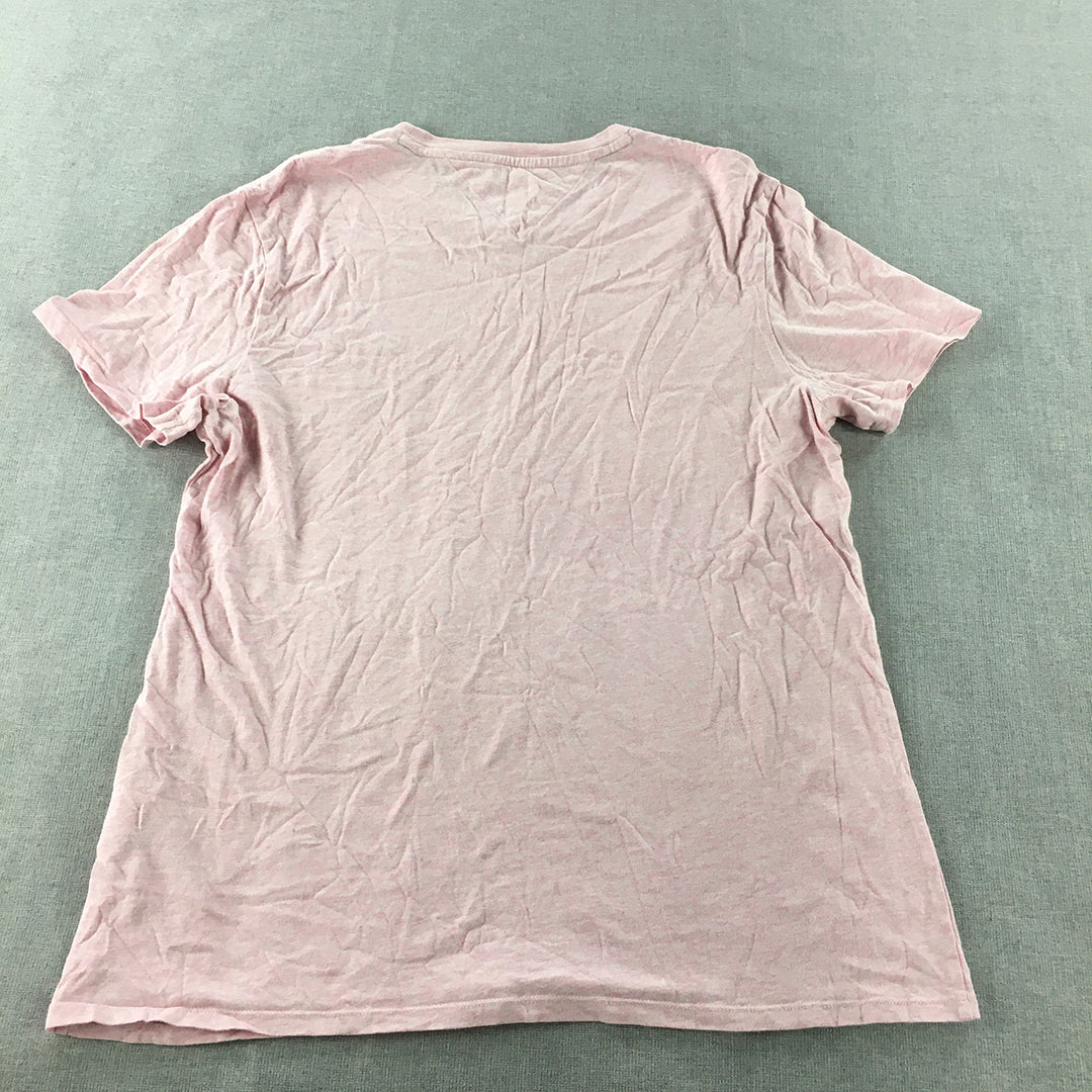 Tommy Hilfiger Mens T-Shirt Size M Pink Logo Short Sleeve Crew Neck Tee