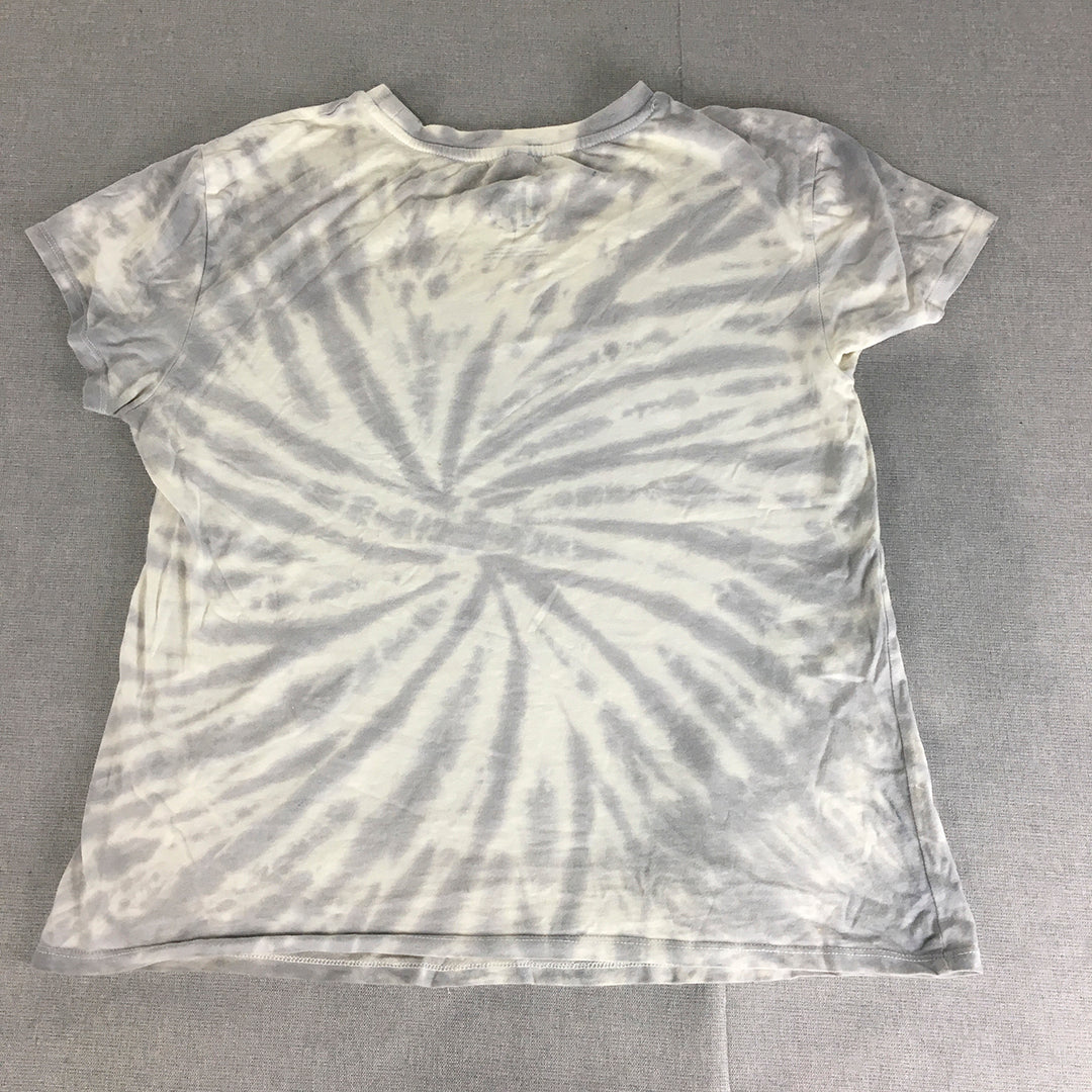 Harry Potter Womens T-Shirt Size M Grey White Tie-Dye Short Sleeve Top