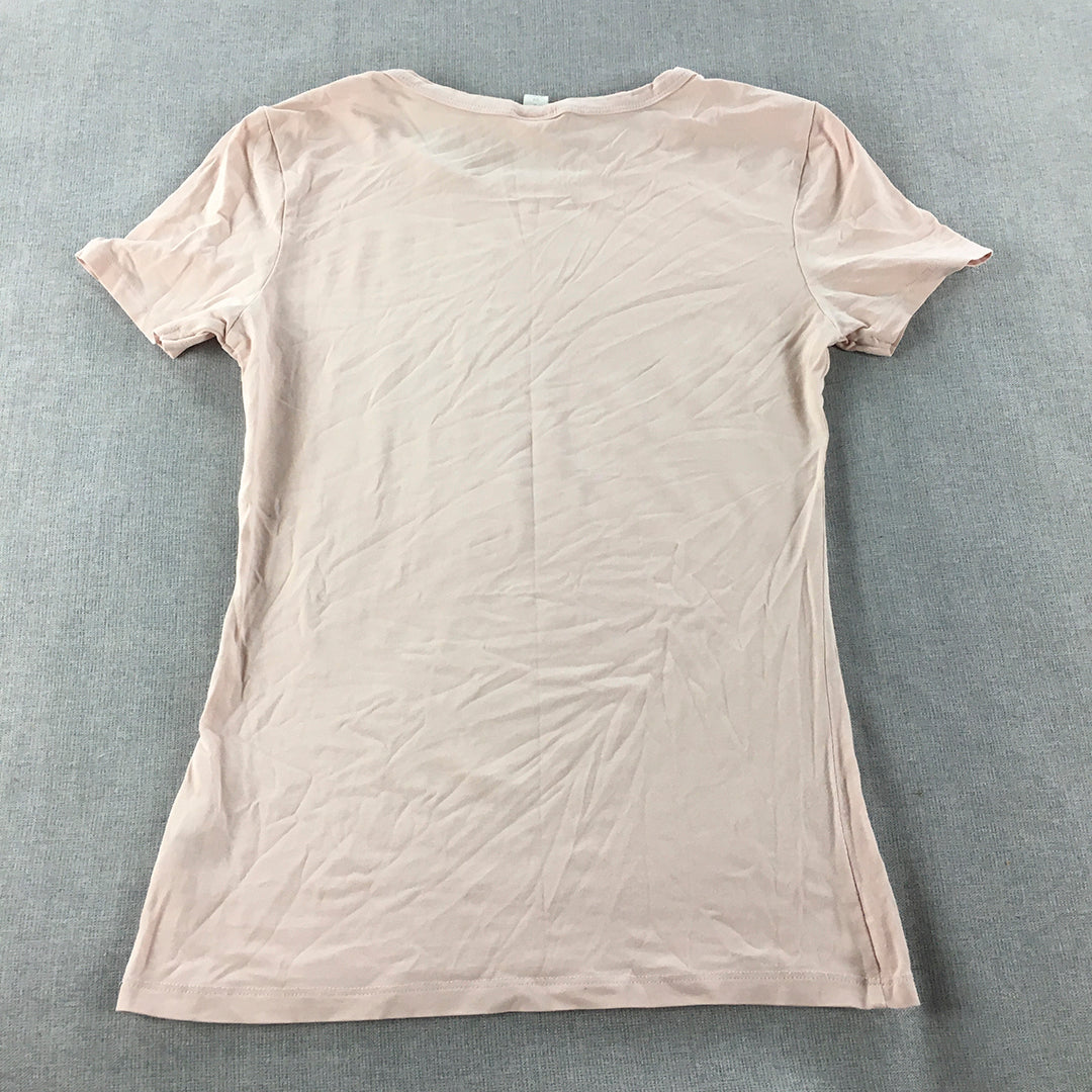 H&M Womens T-Shirt Size S Pink Short Sleeve Round Neck Top