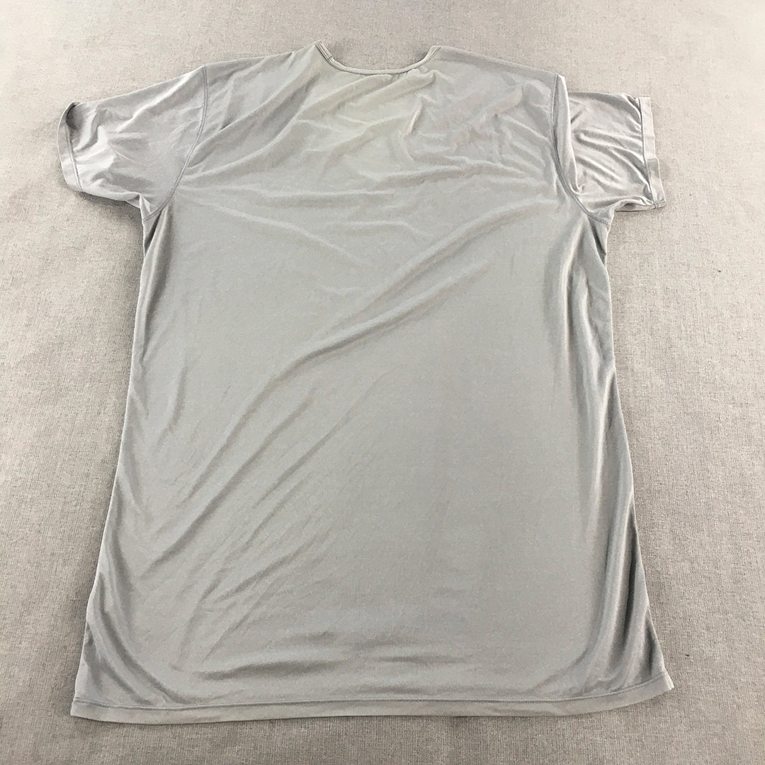 Uniqlo AIRism Mens T-Shirt Size L Grey V-Neck Short Sleeve