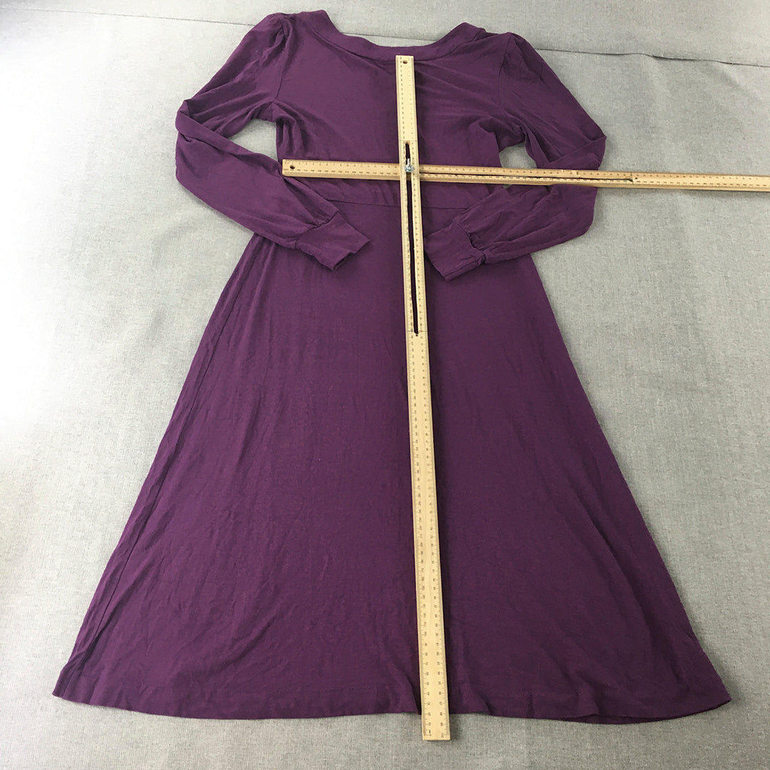 Morrissey Womens Dress Size 0 Purple A-Line Stretch Fabric Long Sleeve Midi