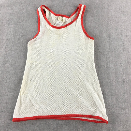 Guess Kids Girls Knit Tank Top Size L (14 Years) White Sleeveless Shirt