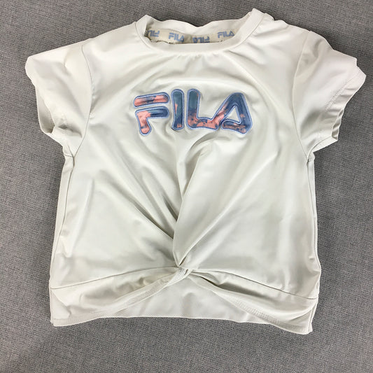 FILA Baby Girls T-Shirt Size 1 White Embroidered Logo Short Sleeve Top