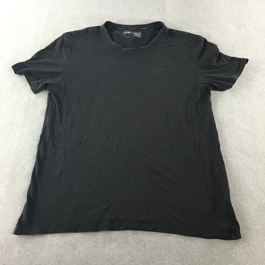 Calvin Klein Mens T-Shirt Size L Logo Crew Neck Short Sleeve Tee Black