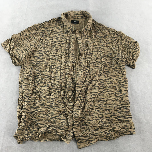 Obey Mens Shirt Size XL Brown Short Sleeve Button-Up