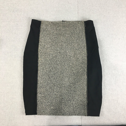 Diana Ferrari Womens Pencil Skirt Size 14 Black Grey Knit Midi Straight