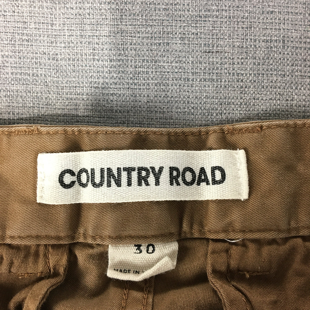 Country Road Mens Chino Pants Size 30 x 31 Brown Slim Fit Pockets Trousers