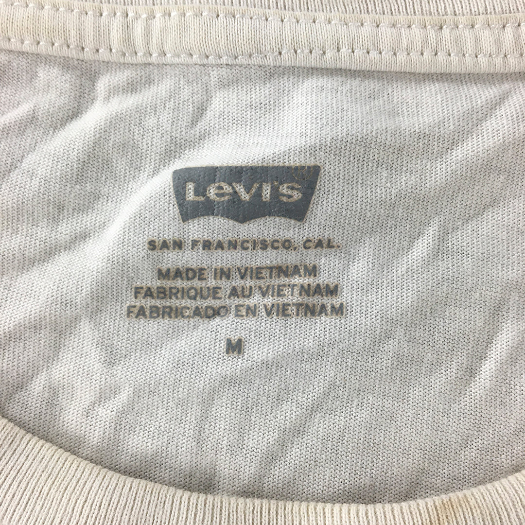 Levi's Mens T-Shirt Size M White Big Logo Crew Neck Short Sleeve Tee