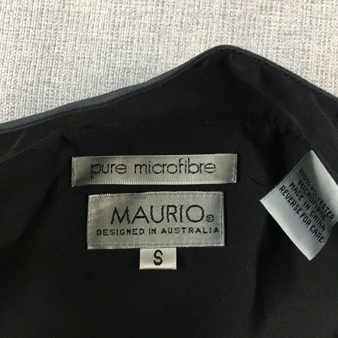 Maurio Mens Dress Shirt Size S Black Long Sleeve Button-Up