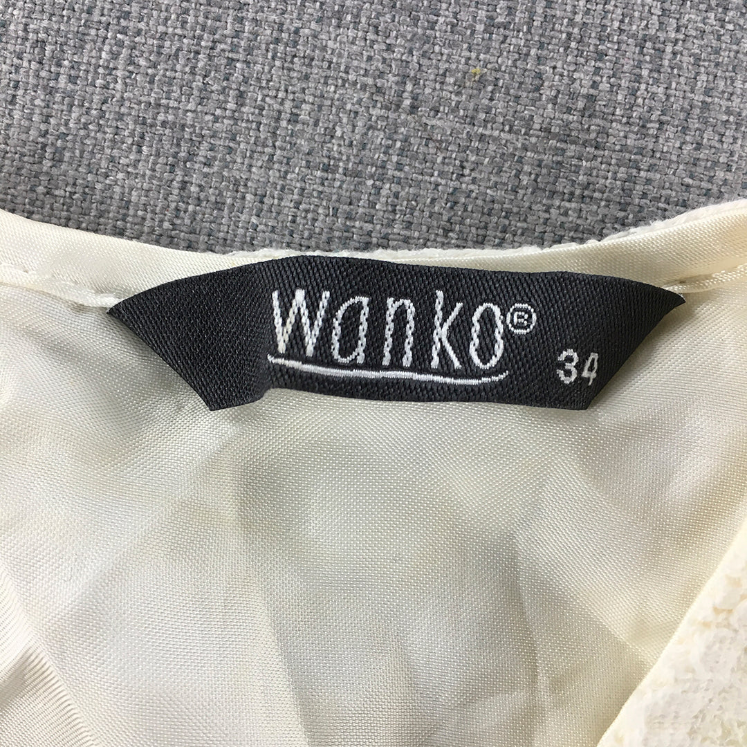 Wanko Womens Mini Dress Size S White Diamante Embellished Pencil