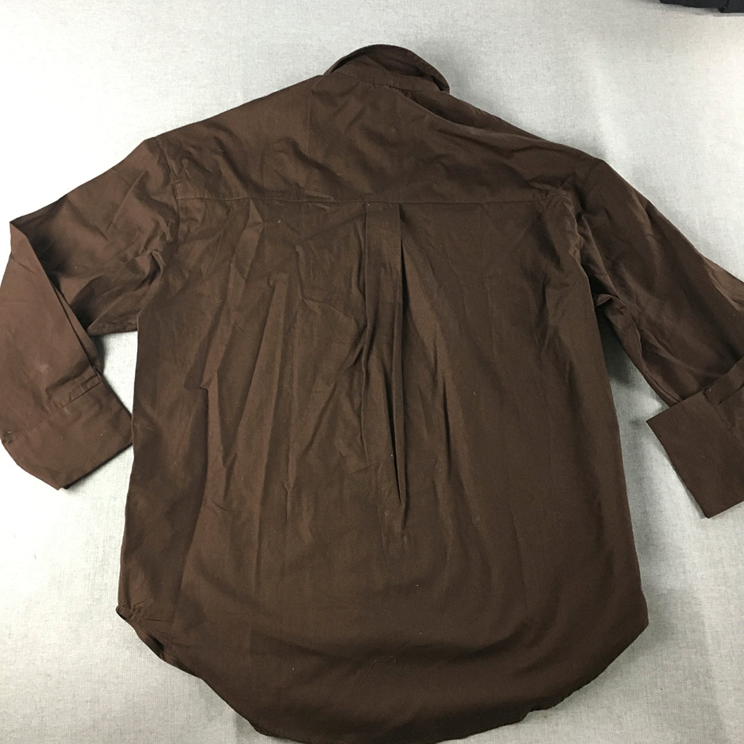 H&M Mens Shirt Size XXS Brown Long Sleeve Button-Up Collared