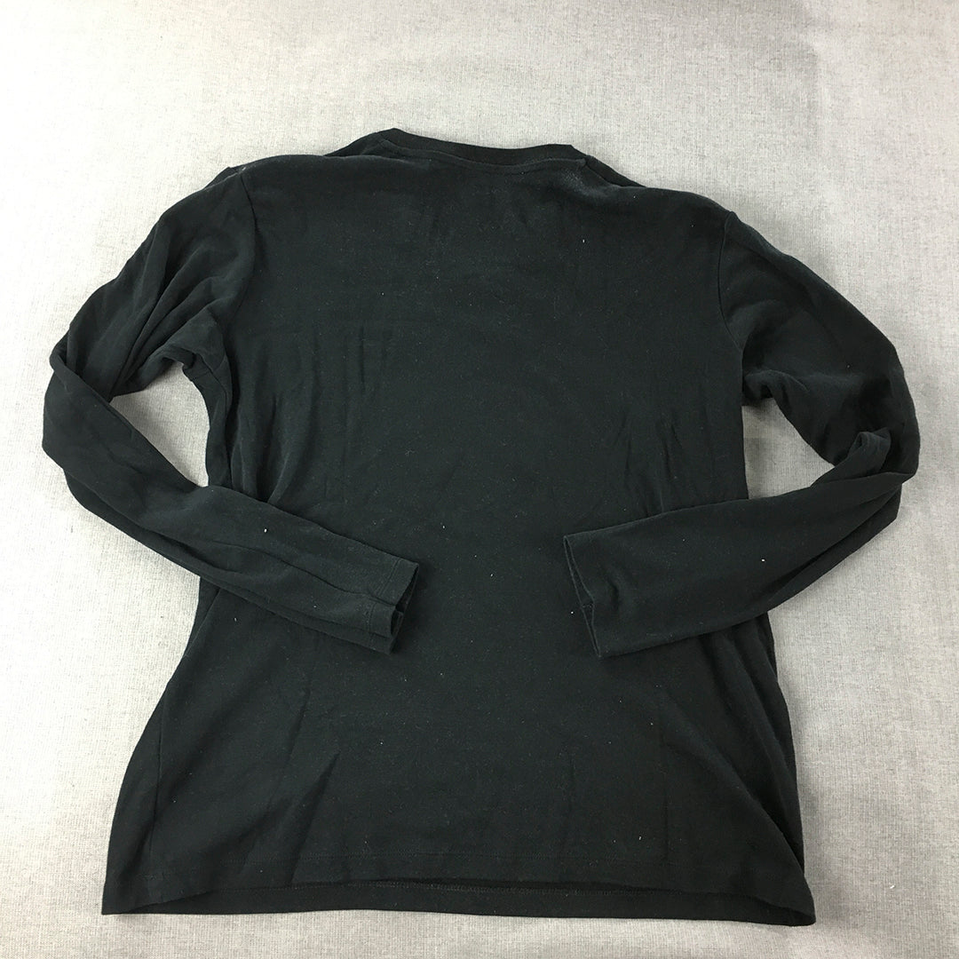 Uniqlo Womens Shirt Size S Black V-Neck Long Sleeve Pullover Top