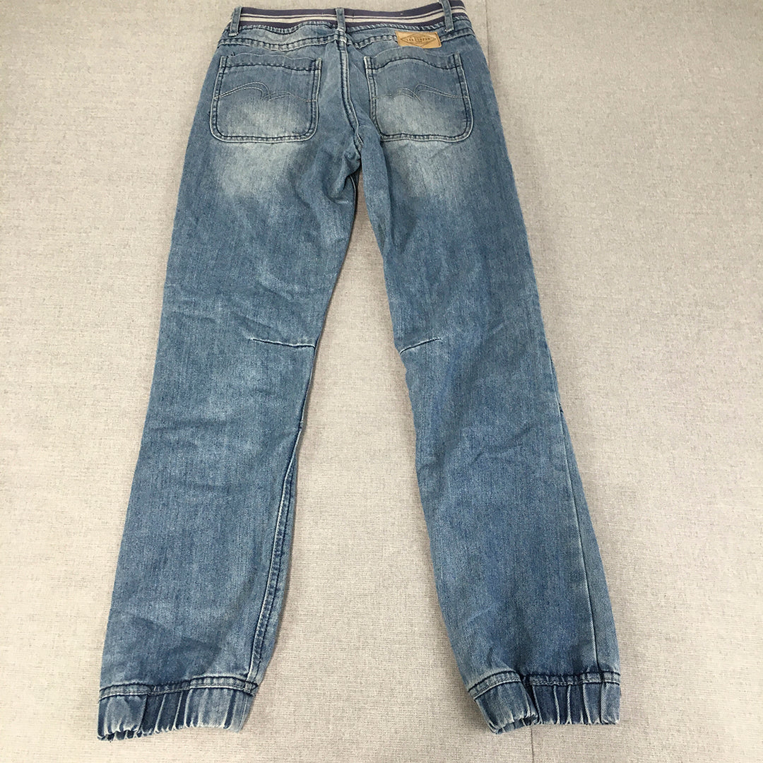 Lee Cooper Kids Boys Jeans Size 12 Blue Light Wash Straight Leg Elastic Waist