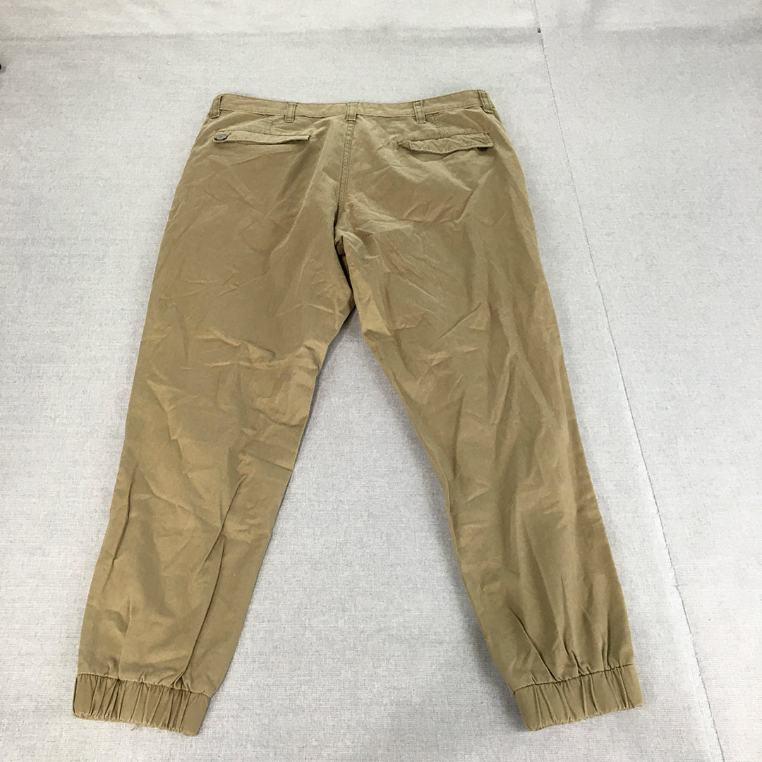 HRX Mens Pants Size 34 Brown Pockets Elastic Cuffs Chino