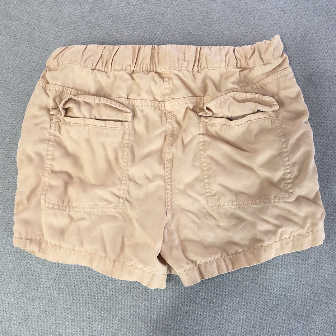 Country Road Womens Shorts Size 4 Brown Drawstring Pockets Elastic Waist