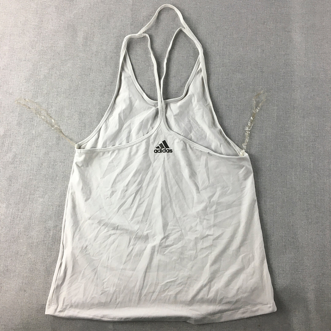 Adidas Climalite Womens Top Size S White Sleeveless Activewear Gym Shirt