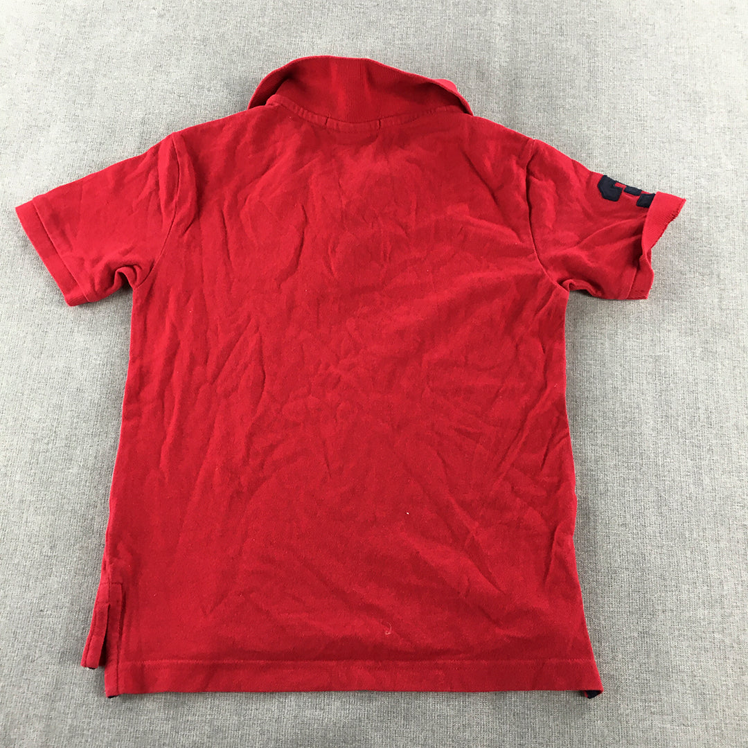 U.S. Polo Assn. Kids Boys Shirt Size 8 Years Red Logo Collared Rugby