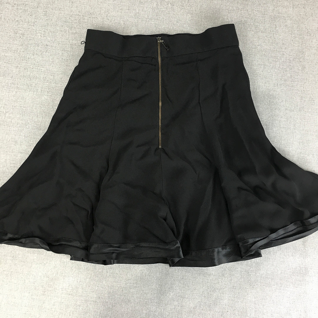 Cue Womens Mini Skirt Size 8 Black Flared