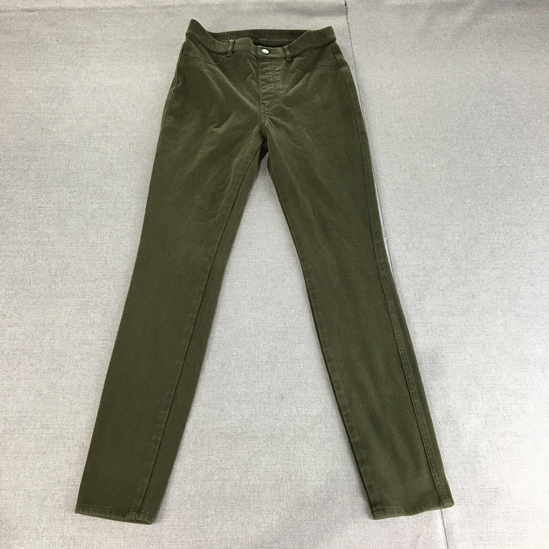 Uniqlo Womens Skinny Jeans Size M Khaki Green Stretch Denim