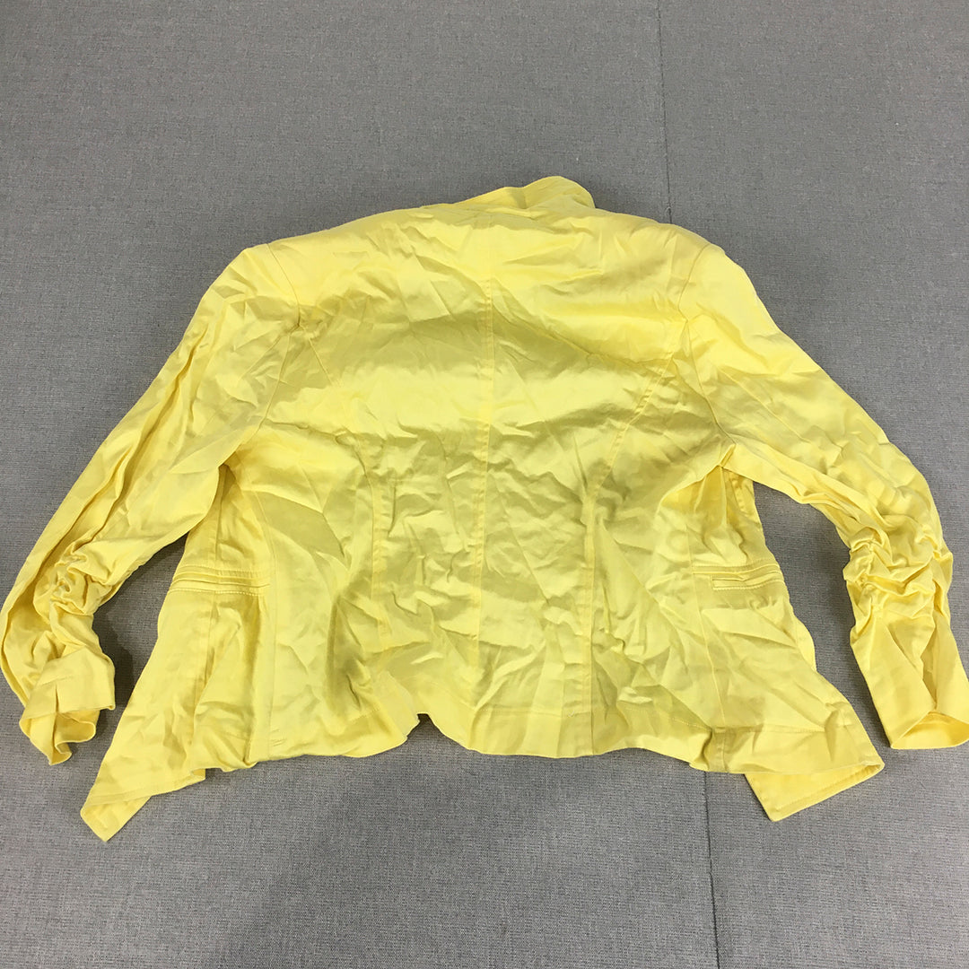 Blockout Womens Blazer Jacket Size 12 Yellow Collared Button Coat