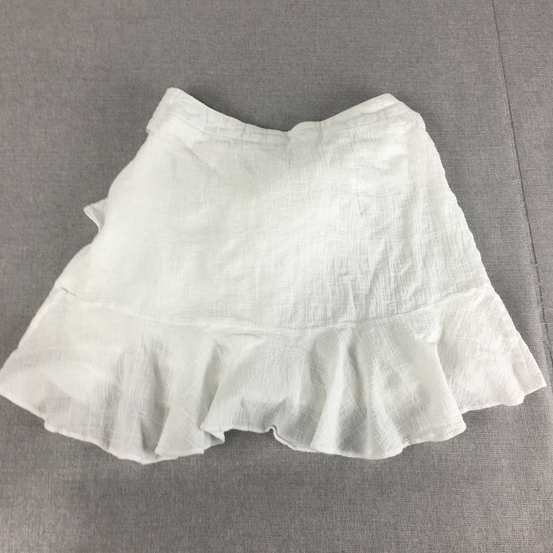 Mooloola Womens Skirt Size 6 White Tiered Belted Mini