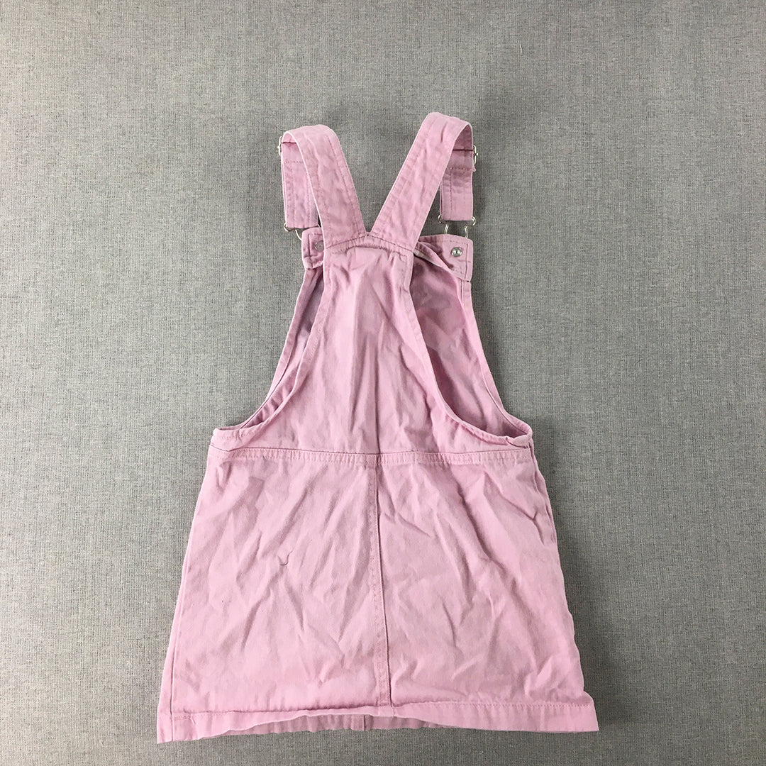 Chupa Chups Kids Girls Overalls Top Size 5 Pink Denim Suspenders Pockets