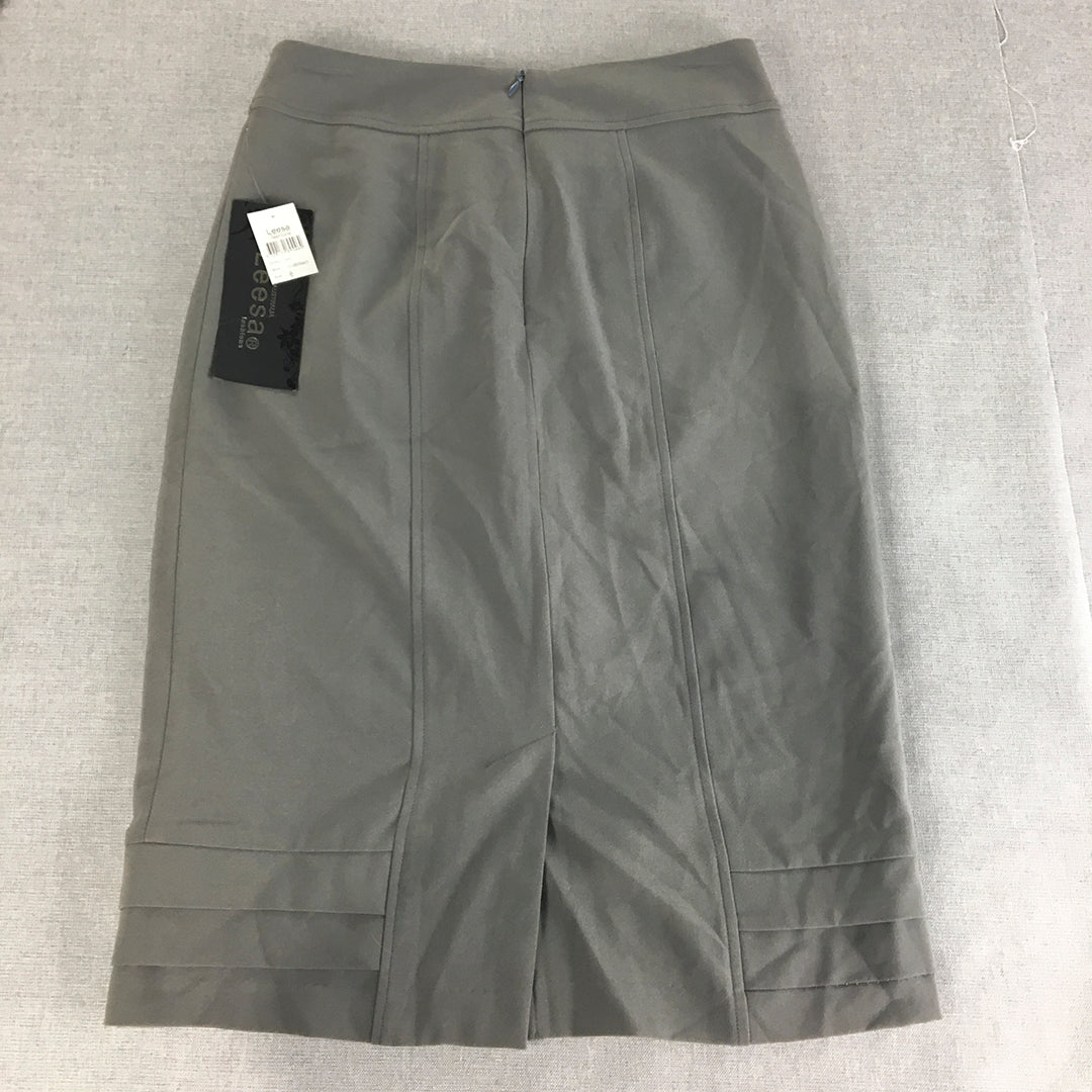 NEW Leesa Fashions Womens Pencil Skirt Size 8 Grey Midi Straight