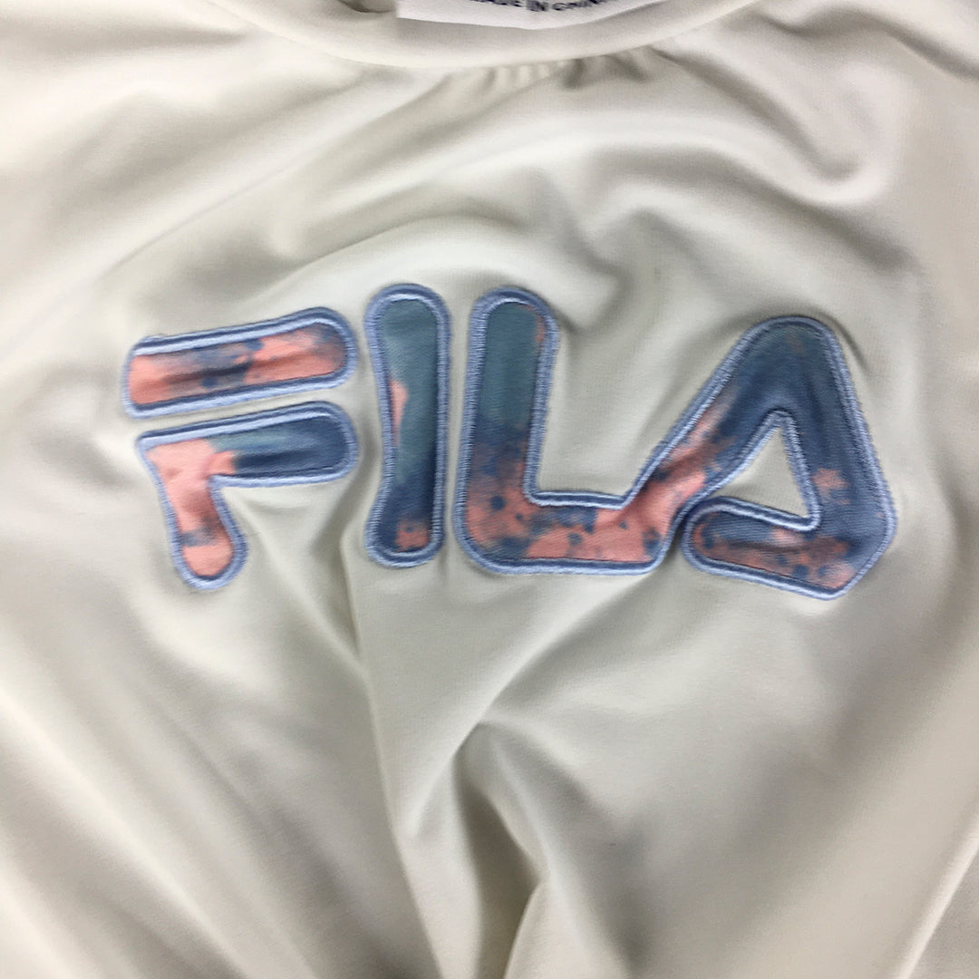 FILA Baby Girls T-Shirt Size 1 White Embroidered Logo Short Sleeve Top