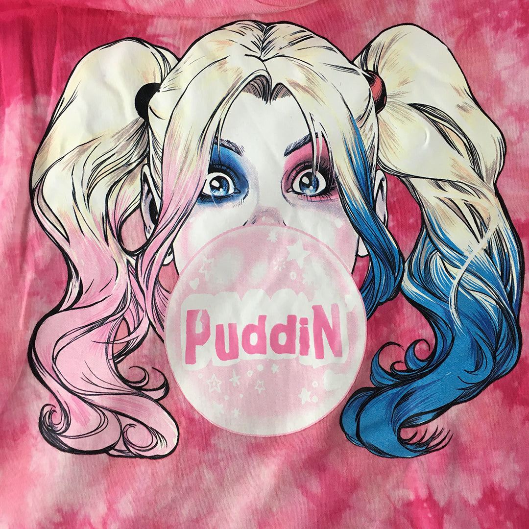 Harley Quinn Womens T-Shirt Size XXS Pink DC Comics Tie-Dye Top