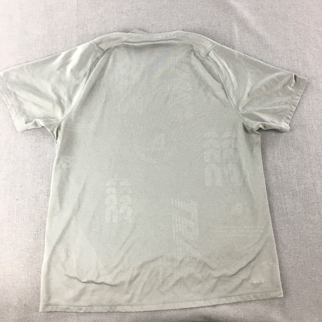 Adidas Freelift Mens T-Shirt Size L Grey Logo Crew Neck Short Sleeve Tee