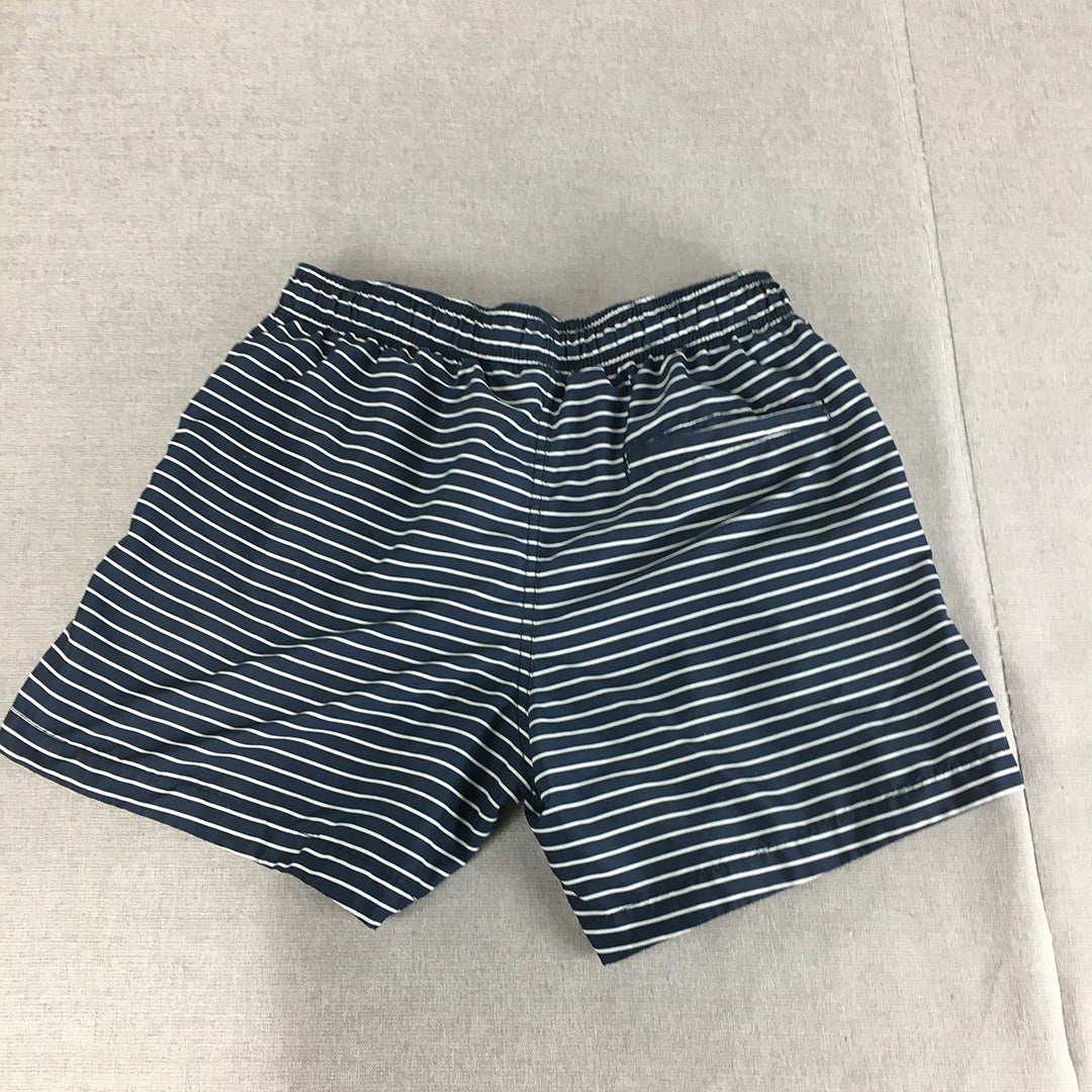 H&M Mens Shorts Size M Blue Striped Casual Drawstring Elastic Waist Pockets