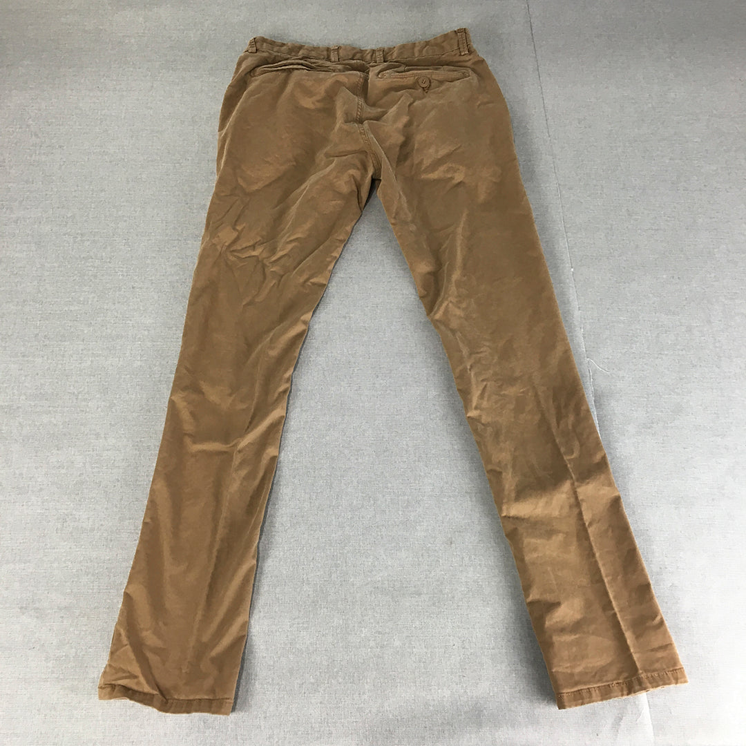 Country Road Mens Chino Pants Size 30 x 31 Brown Slim Fit Pockets Trousers