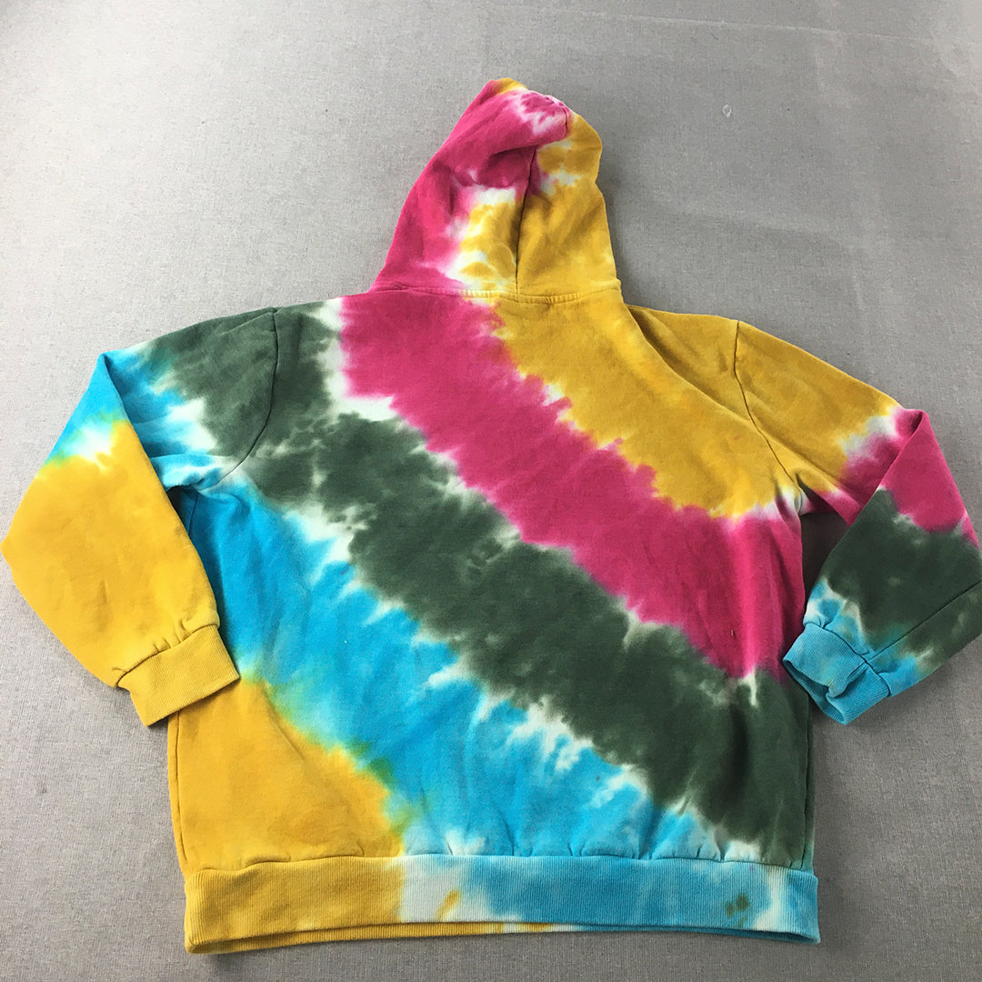 Prodigy Mens Hoodie Sweater Size L Yellow Blue Green Pink Tie-Dye Jumper