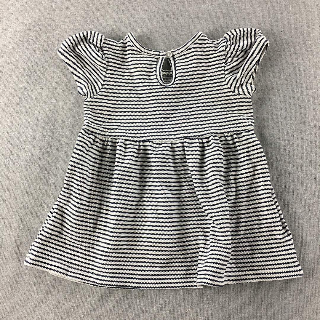 Seed Heritage Baby Girls Dress Size 1 (12 - 18 Months) White Striped Pleated