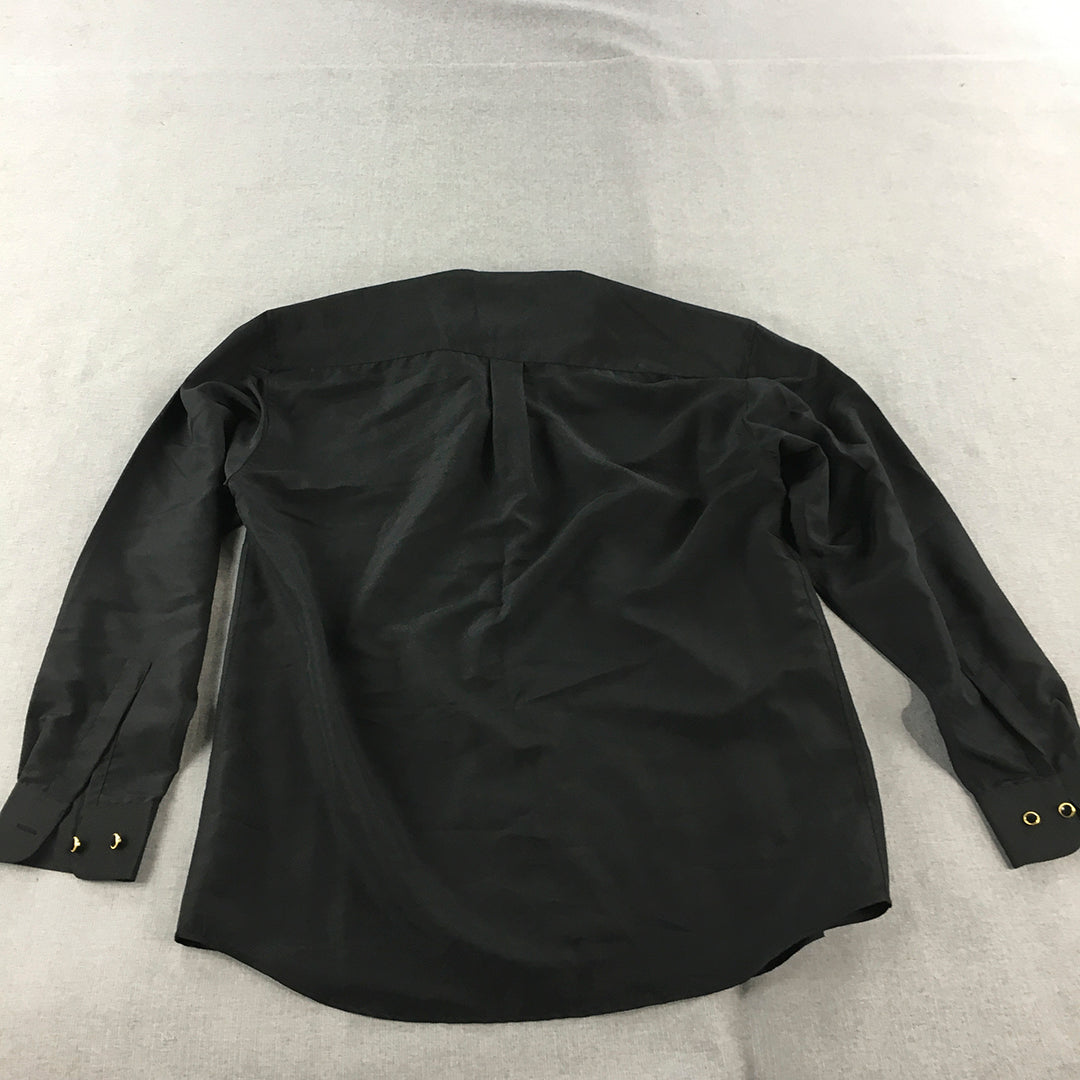 Maurio Mens Dress Shirt Size S Black Long Sleeve Button-Up