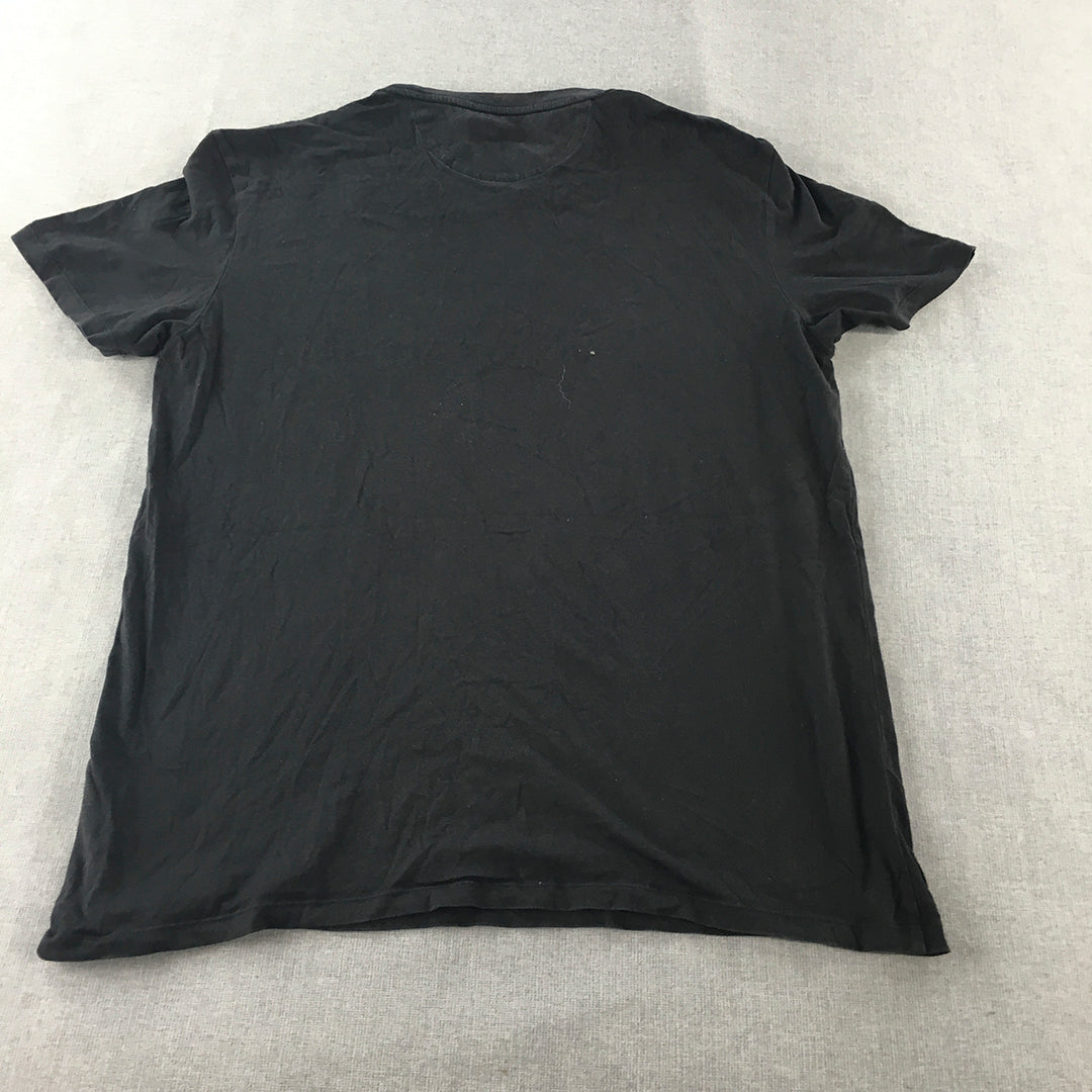 Calvin Klein Mens T-Shirt Size L Logo Crew Neck Short Sleeve Tee Black