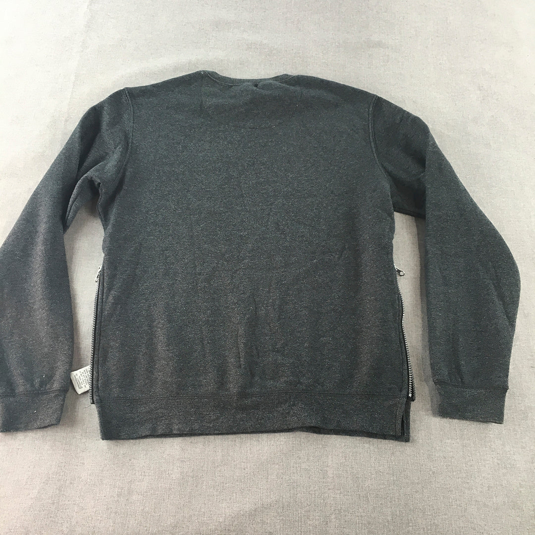 Kenji Mens Sweater Size XS Grey Pocket Crew Neck Pullover Jumper