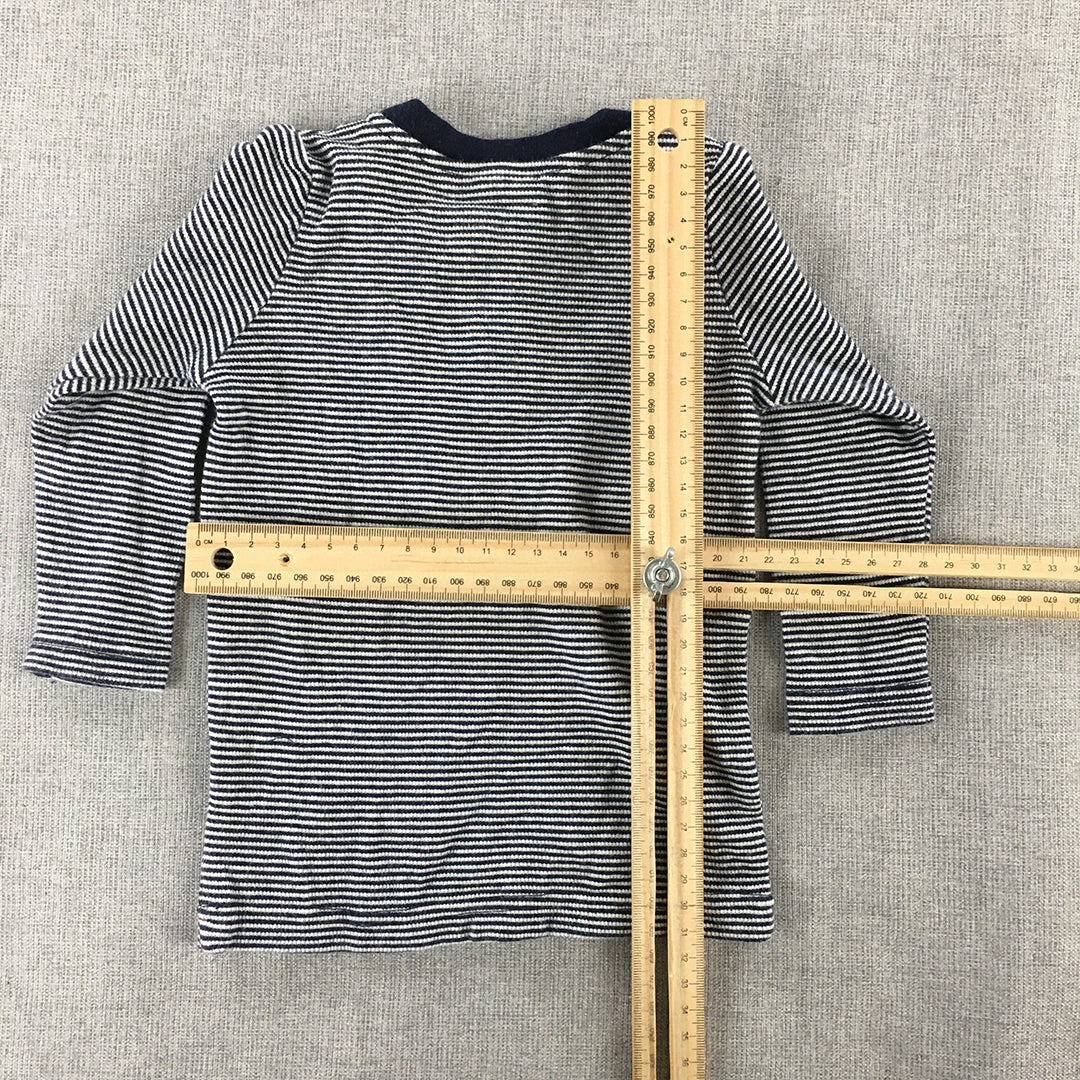 Seed Heritage Baby Shirt Size 00 (3 - 6 Months) Blue White Striped Long Sleeve