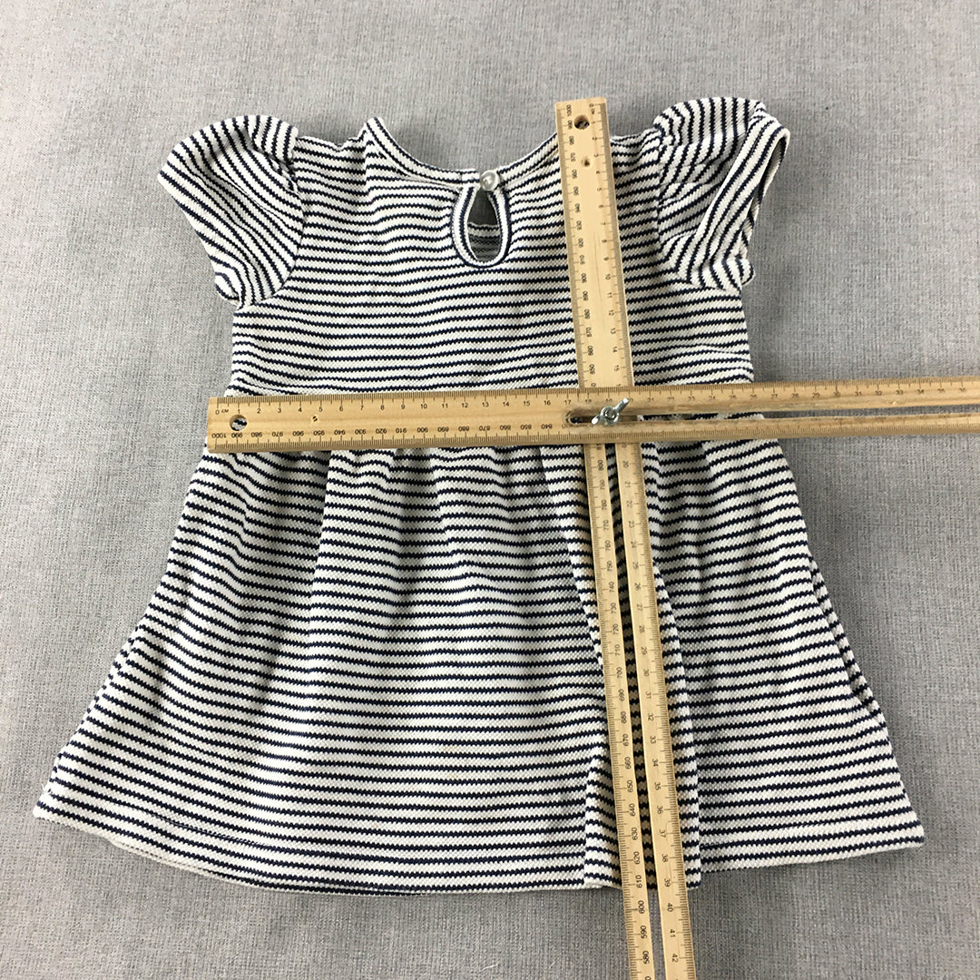 Seed Heritage Baby Girls Dress Size 1 (12 - 18 Months) White Striped Pleated