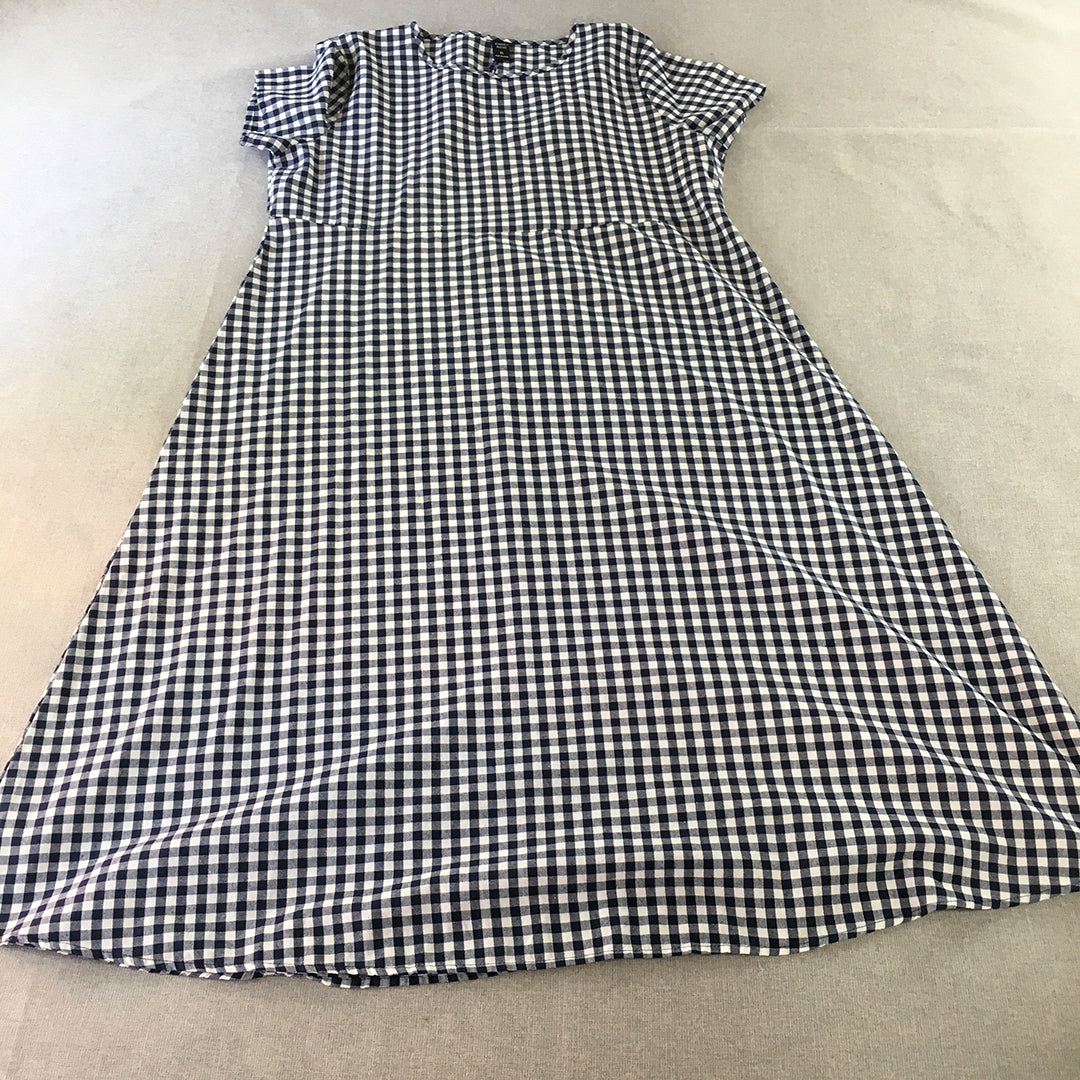 Emery Rose Womens A-Line Dress Size XL Blue White Checkered Midi