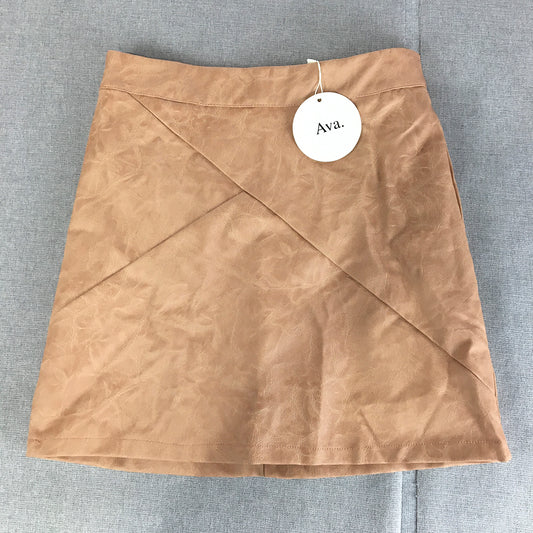 NEW Ava Womens Faux Leather Mini Skirt Size 8 Brown