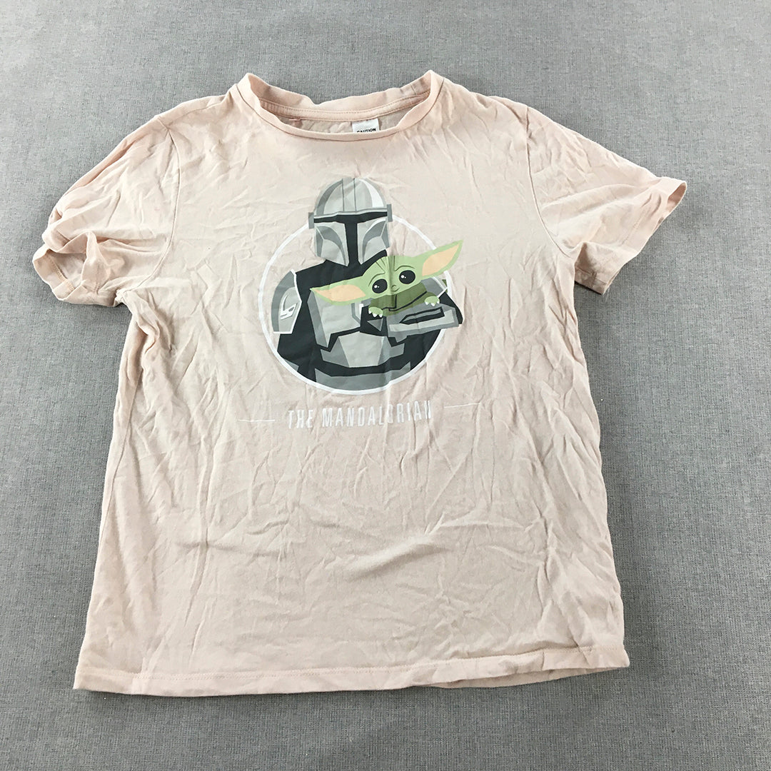 Star Wars The Mandalorian Kids T-Shirt Size 10 Pink Baby Yoda Short Sleeve