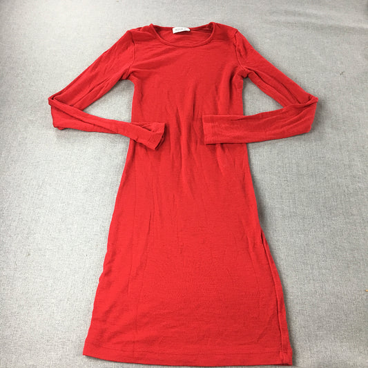 Kookai Womens Mini Dress Size 0 Red Long Sleeve Knit A-Line