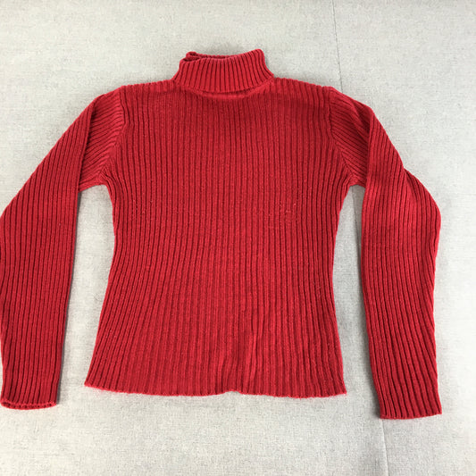 Valleygirl Womens Turtleneck Sweater Size L Red Knit Pullover Jumper