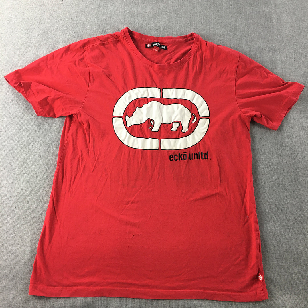 Ecko Unltd. Mens T-Shirt Size M Red Big Logo Crew Neck Short Sleeve