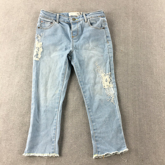 Zara Kids Girls Skinny Jeans Size 3 - 4 Years Blue Light Wash Raw Hem Denim