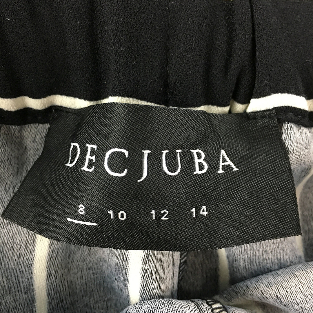 Decjuba Womens Shorts Size 8 Black Striped Elastic Waist