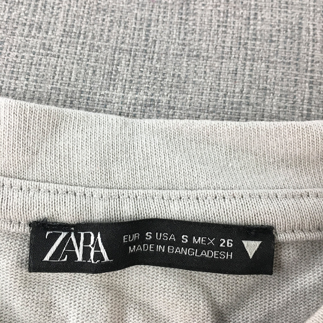 Zara Womens T-Shirt Size S Grey Short Sleeve Top